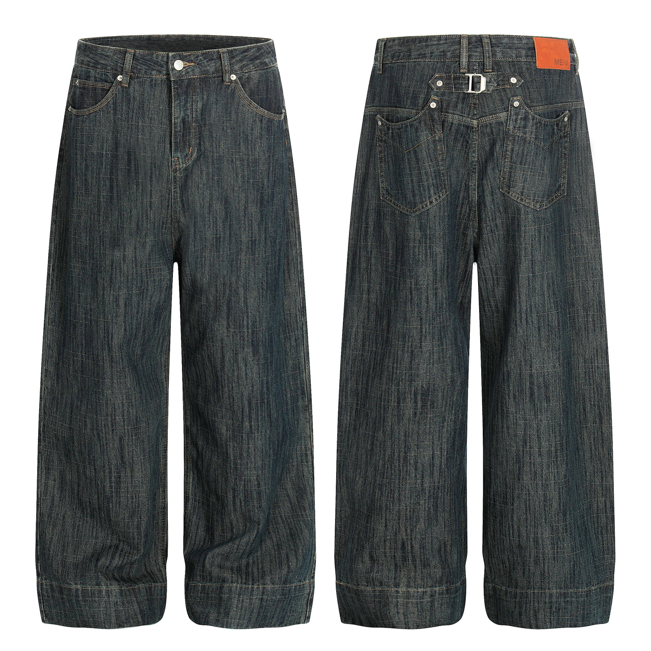American Retro Striped Straight Jeans