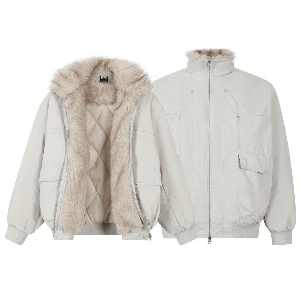 American High-Street Fur-Collar Aviator Padded Jacket