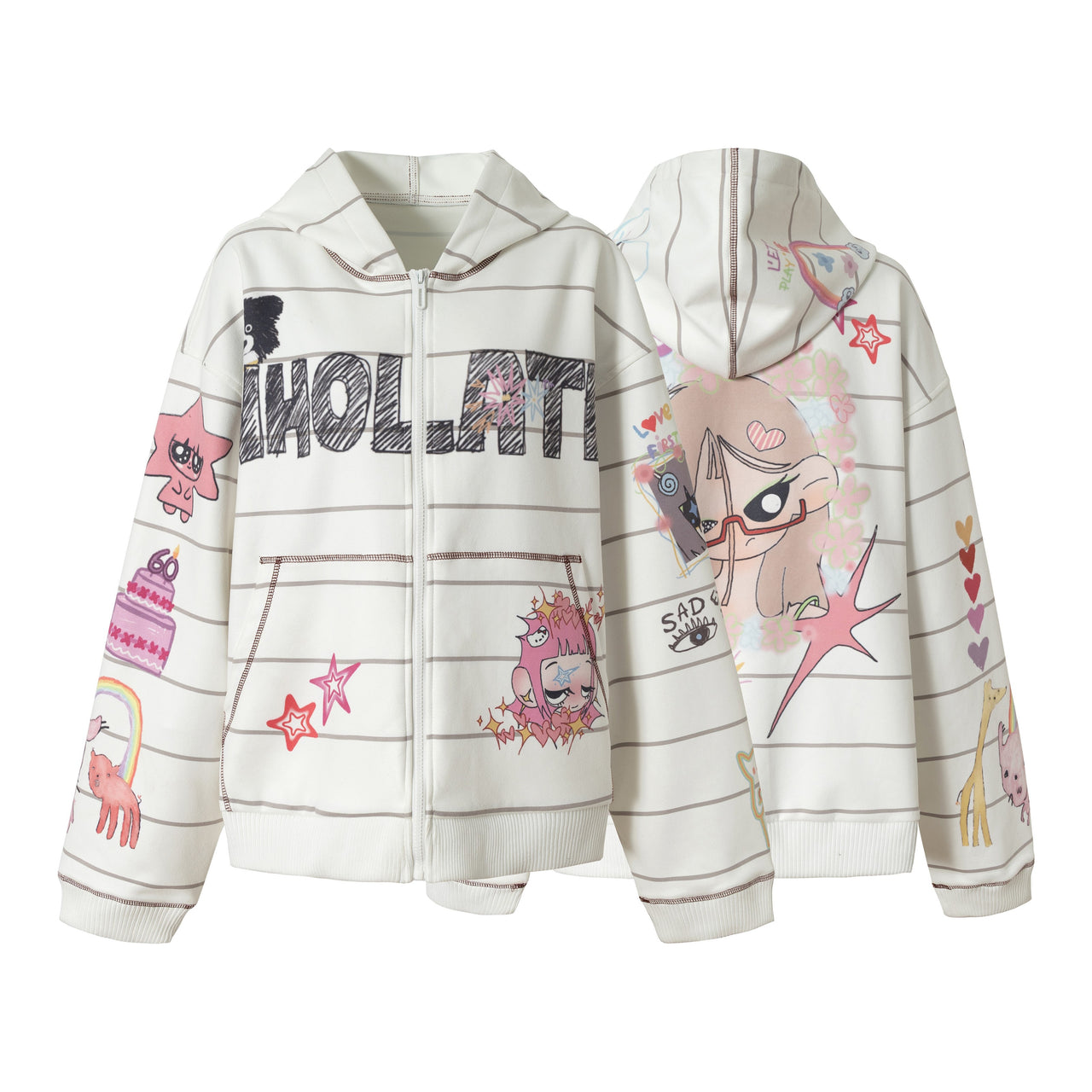 Omirad All-Over Graphic Zip Hoodie