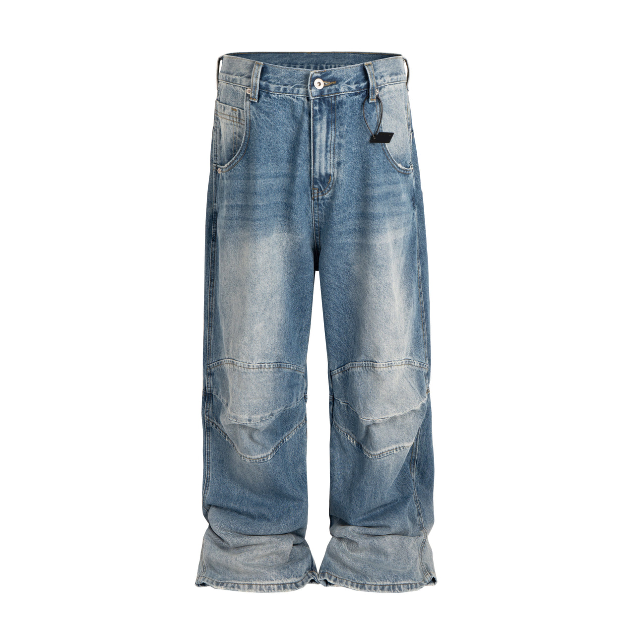 American Streetwear Oversized Pleated Baggy Jeans