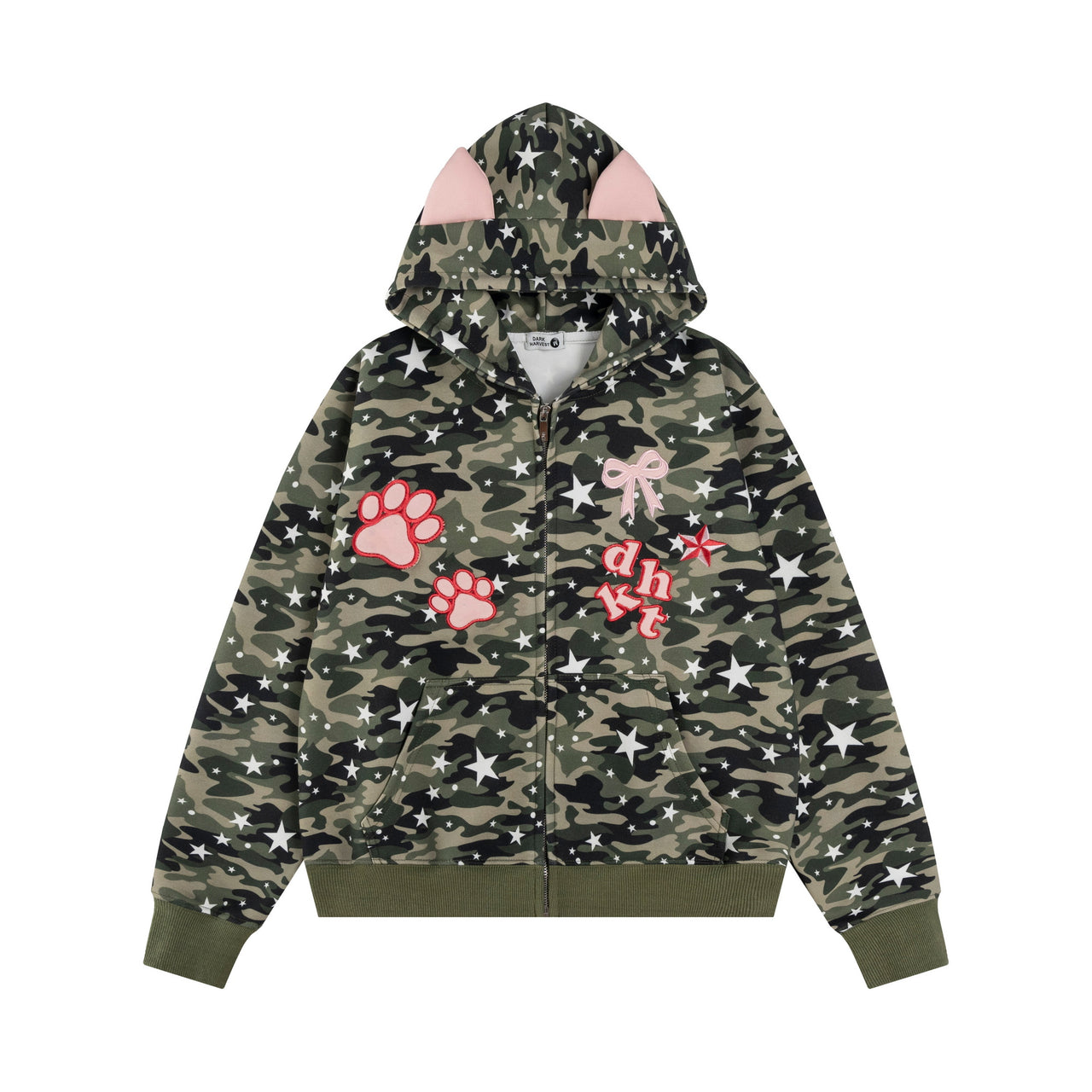 American Streetwear Star Camouflage Embroidered Hoodie