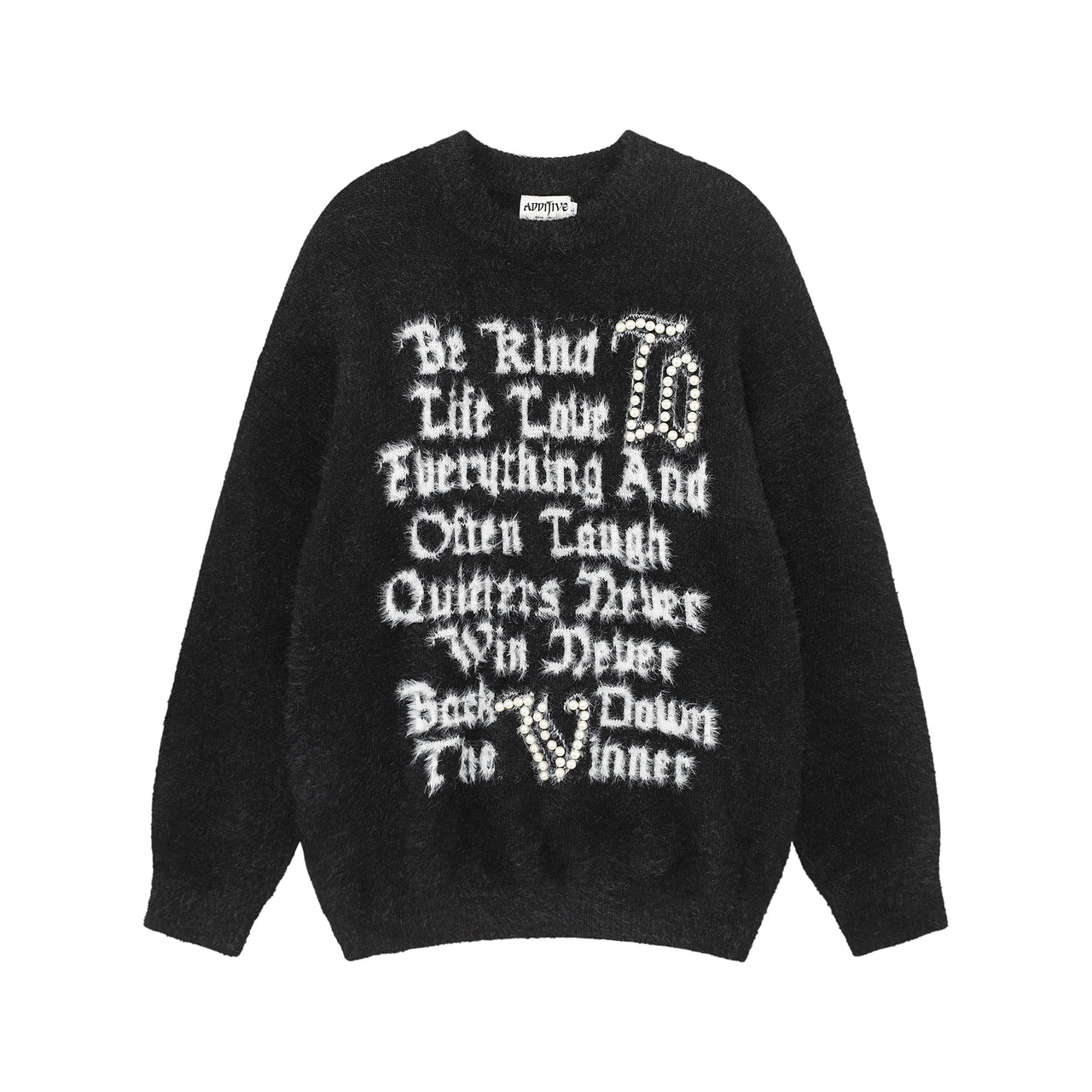 Letter Jacquard Pearls Sweater