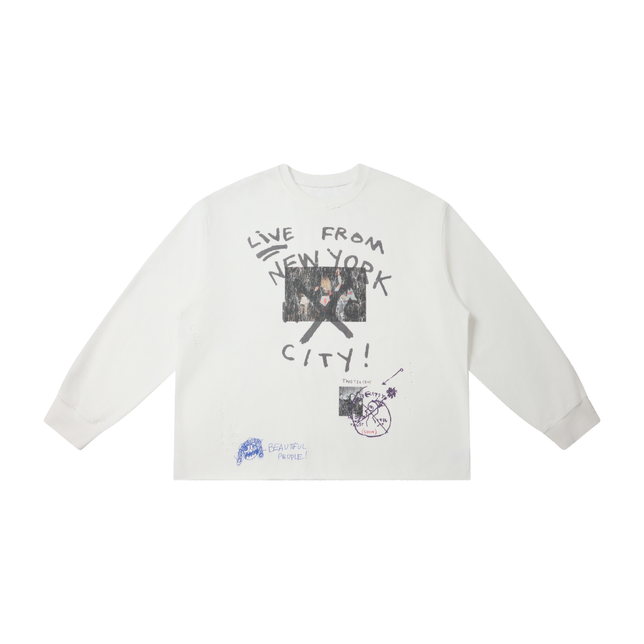 Omirad Distressed NYC Graphic Long Sleeve Tee