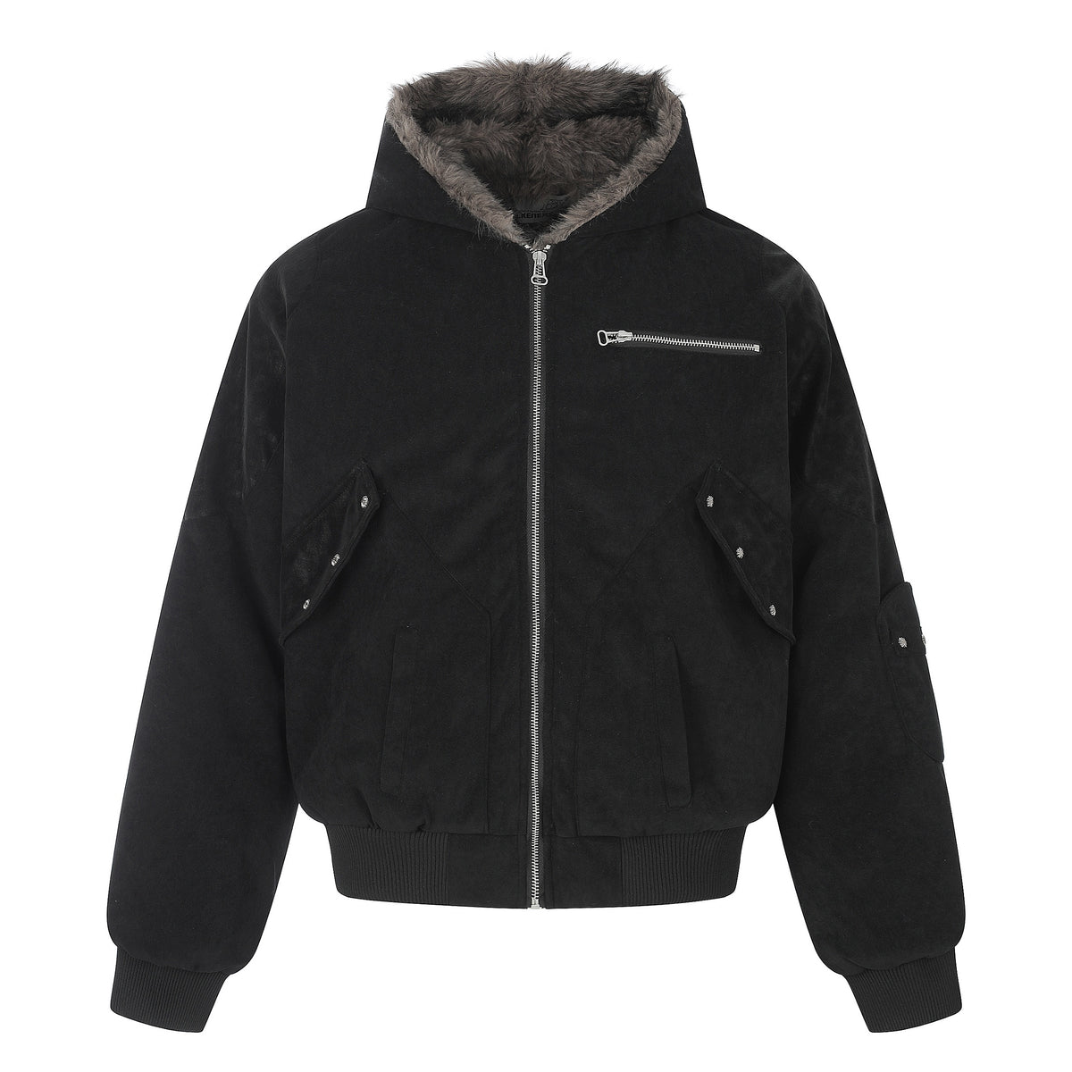 Omirad Faux Fur Hood Utility Bomber Jacket