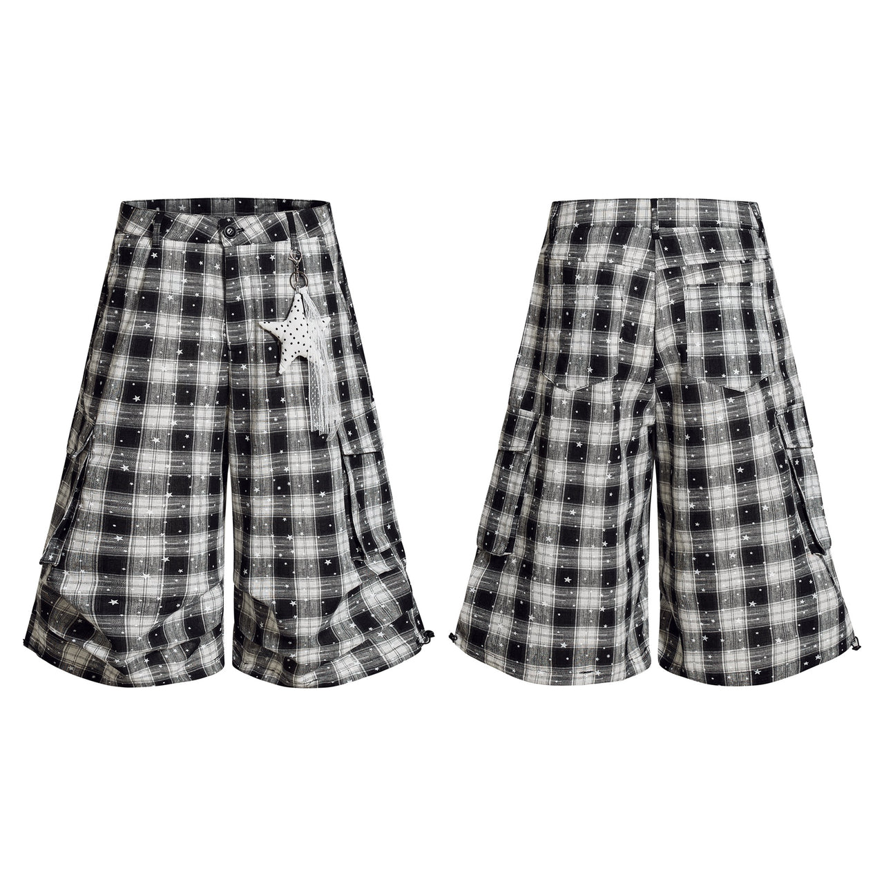Omirad Plaid Star Cargo Shorts