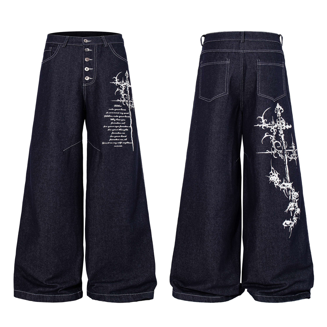 Omirad Gothic Script Wide-Leg Jeans