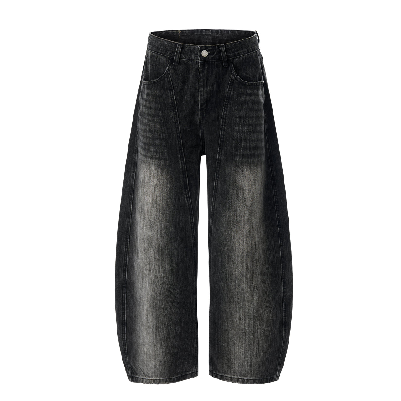 Vintage Pleated Curved-Cut Jeans