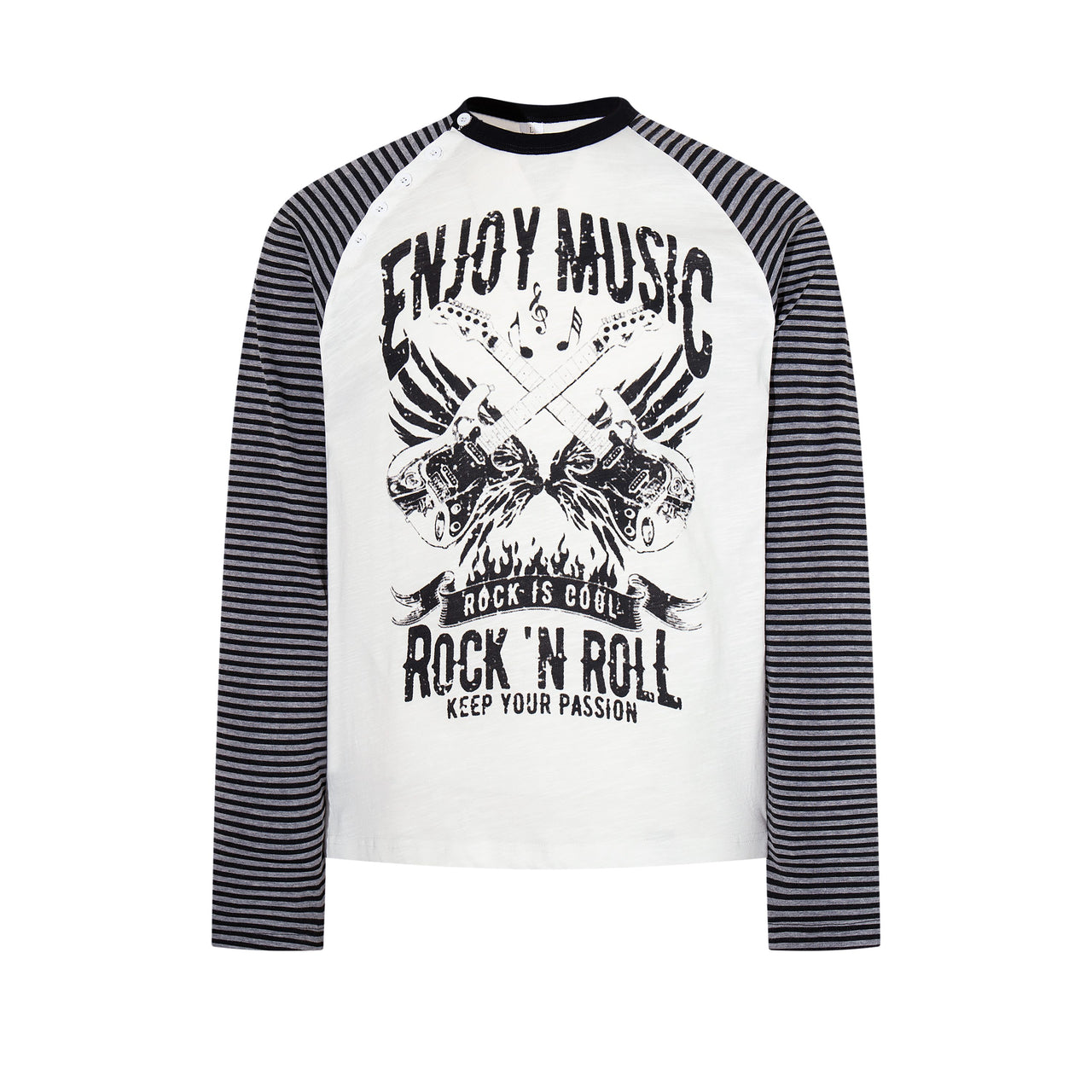 Omirad Rock Music Striped Raglan Long Sleeve Tee