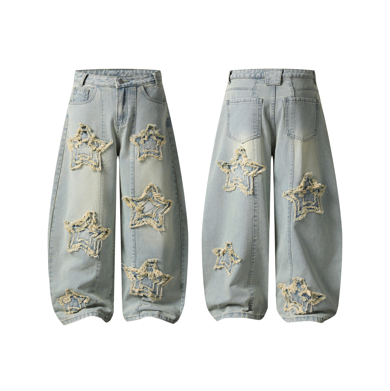Omirad “Star Distressed Wide-Leg Jeans”