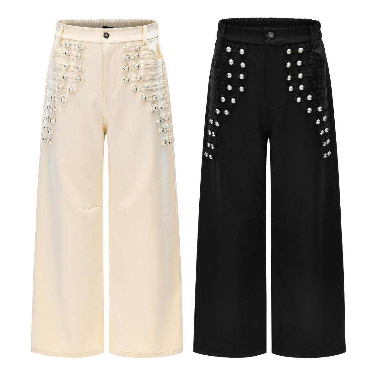 Omirad Studded Strap Wide-Leg Pants
