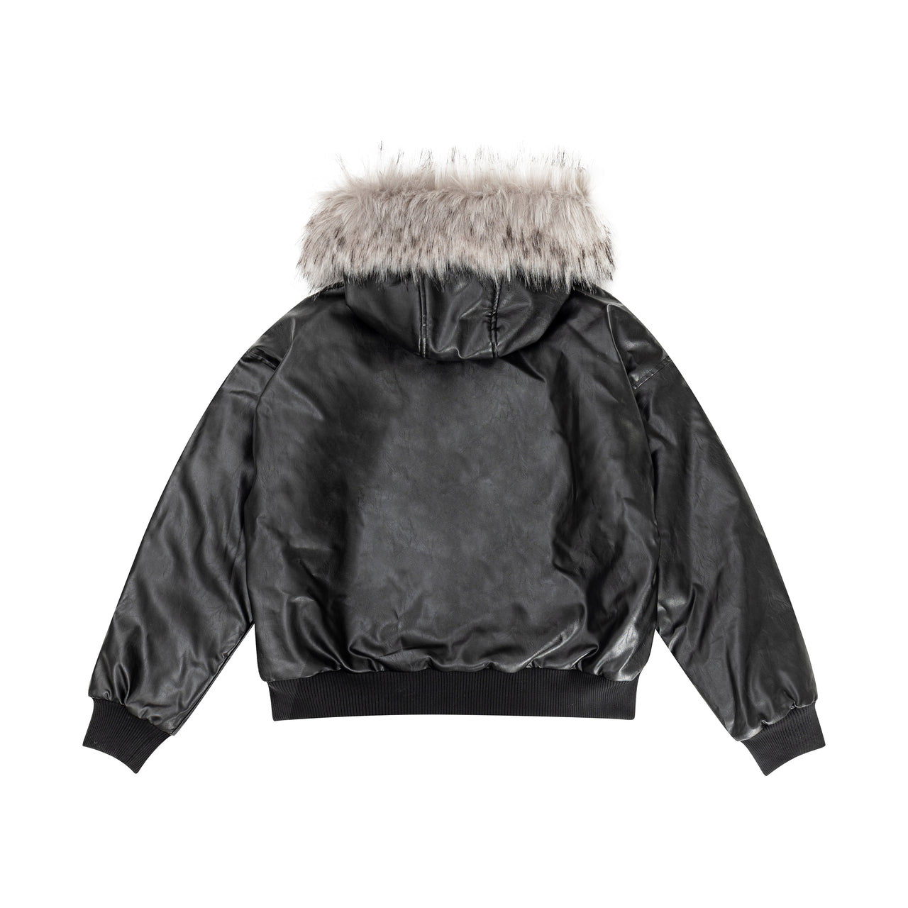 Faux-Fur-Trim PU Jacket