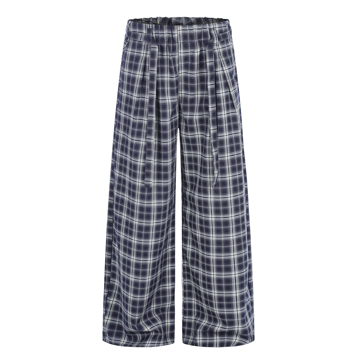 Omirad Plaid Pleated Wide-Leg Pants