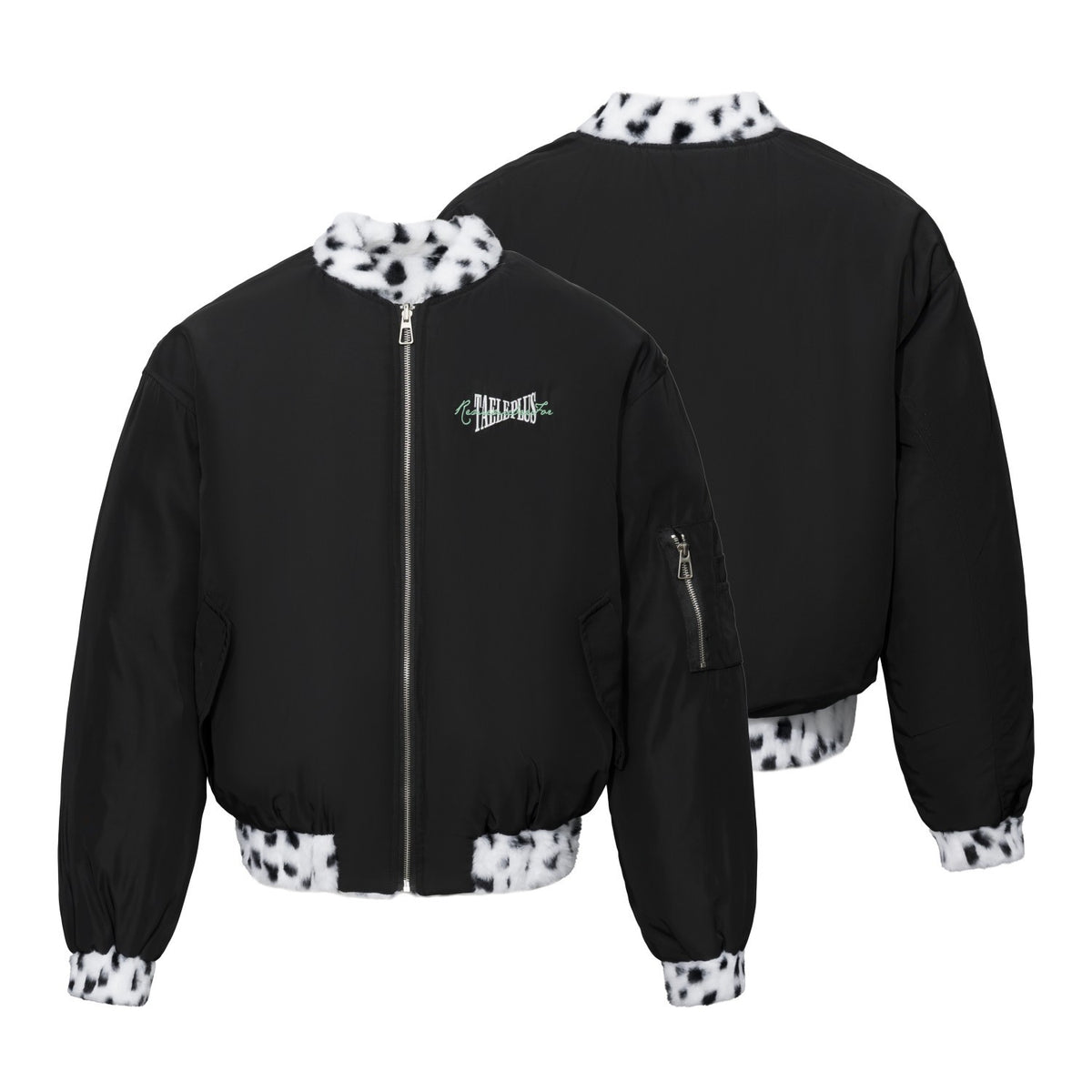 Omirad Spotted Faux Fur Panel Bomber Jacket
