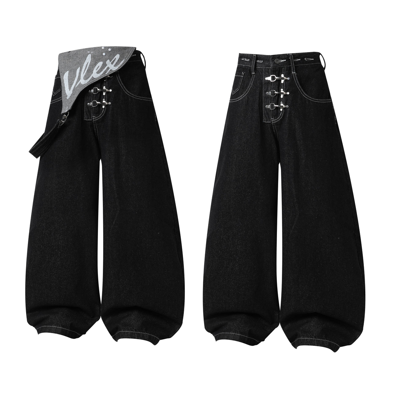 Omirad Hardware Strap Wide-Leg Jeans