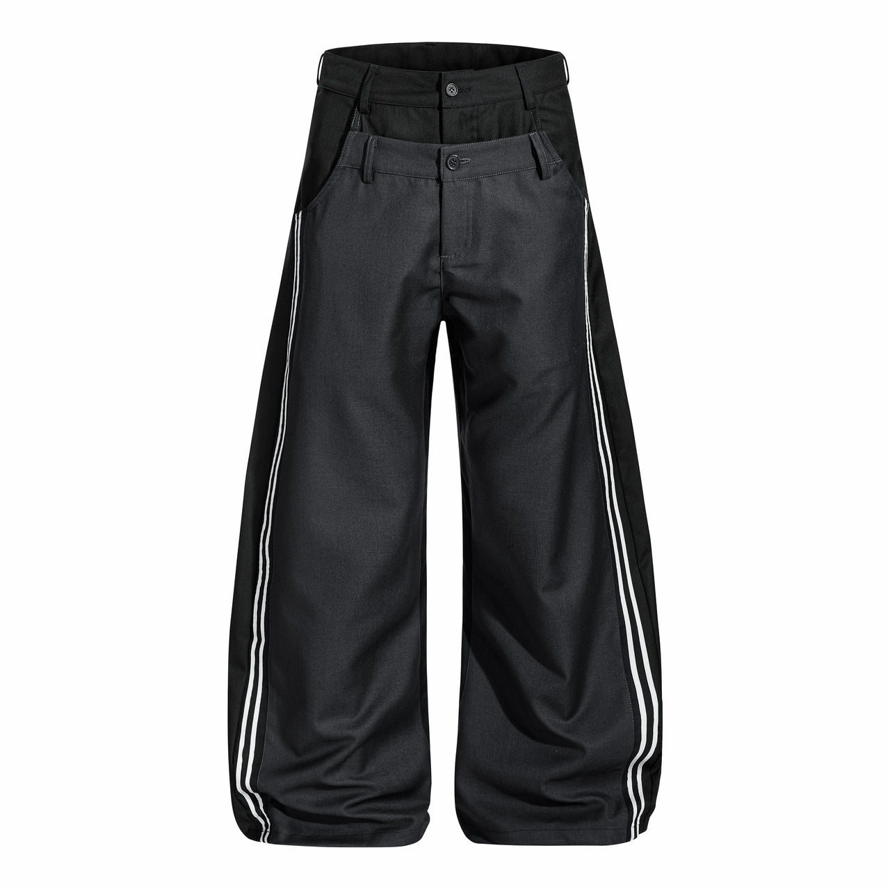 American Streetwear Double Waist Curved Blade Pants