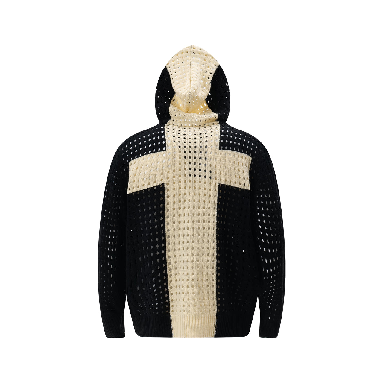 Cross Hollow-Out Hooded Sweater