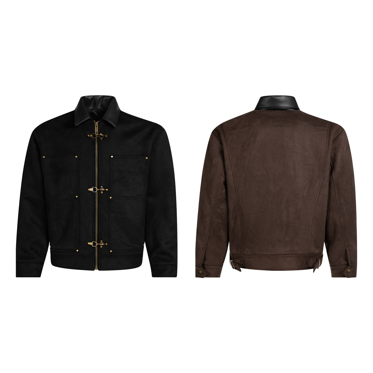 High-Street Faux Suede Aviator Buckle Jacket*
