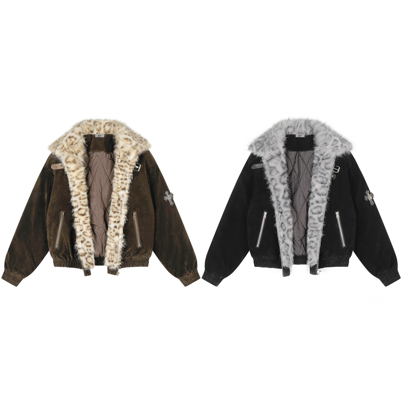 Omirad Faux Fur Collar Suede-Texture Jacket