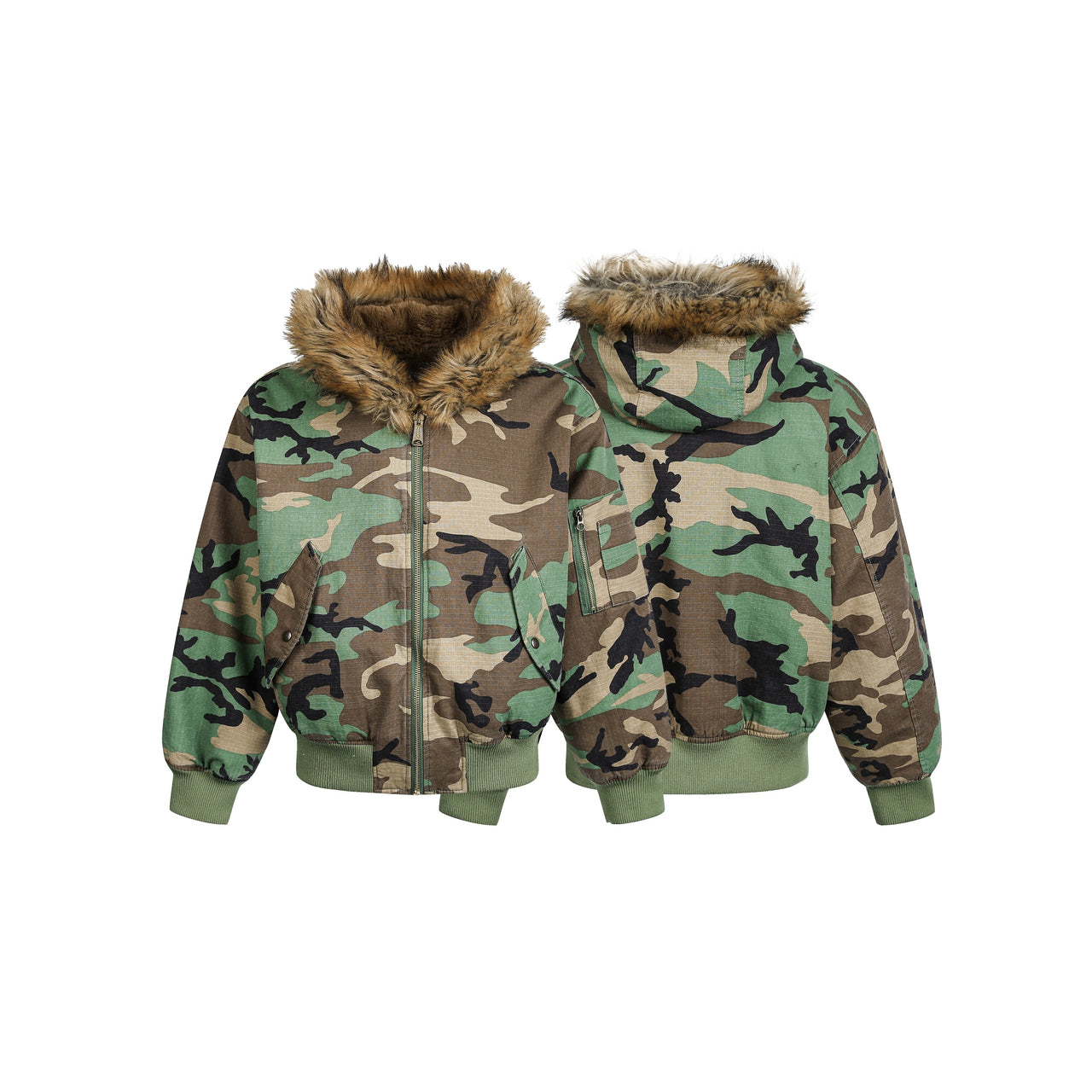 Omirad Camo Faux-Fur Hooded Jacket