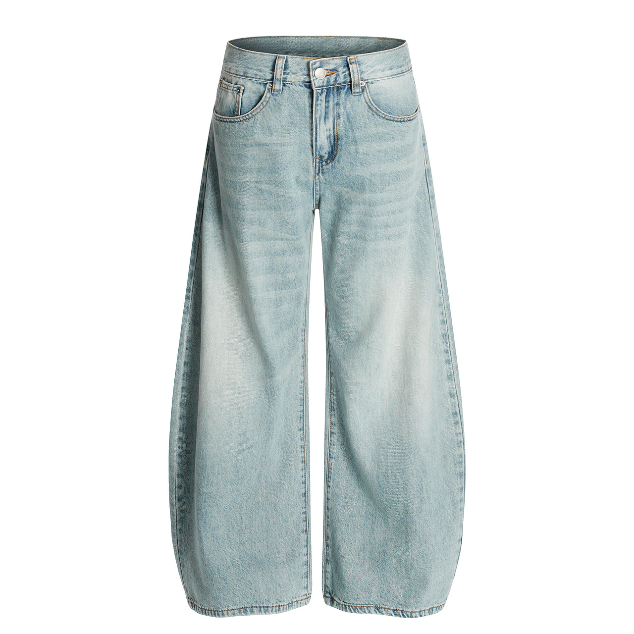 American High Street Wash Distressed Curved Blade Jeans