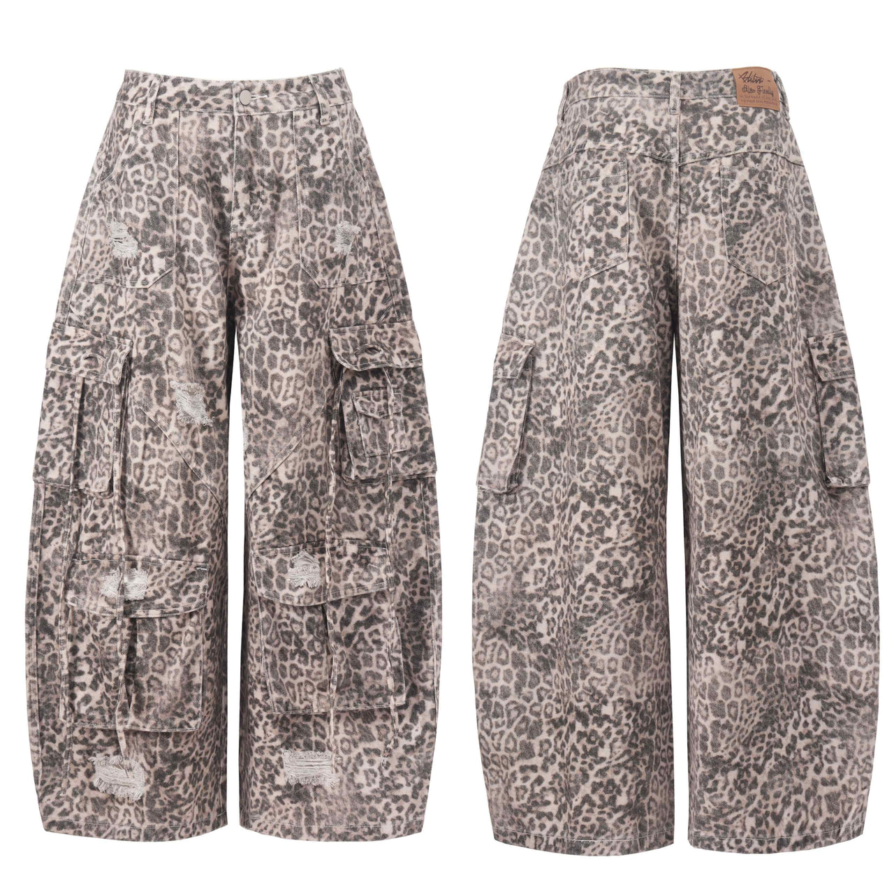 Omirad Leopard Cargo Baggy Jeans