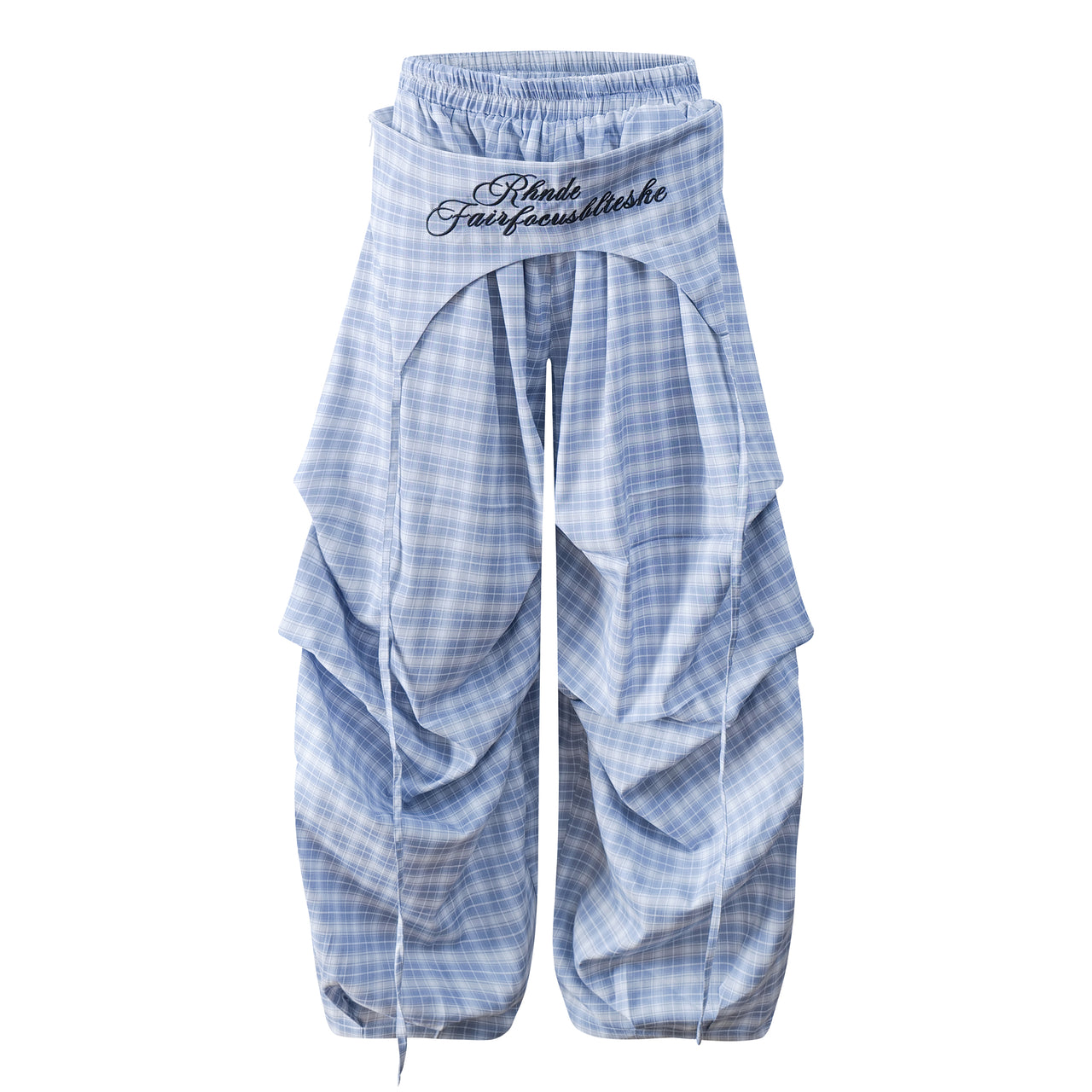 American Streetwear Pleated Checkered Casual Pants