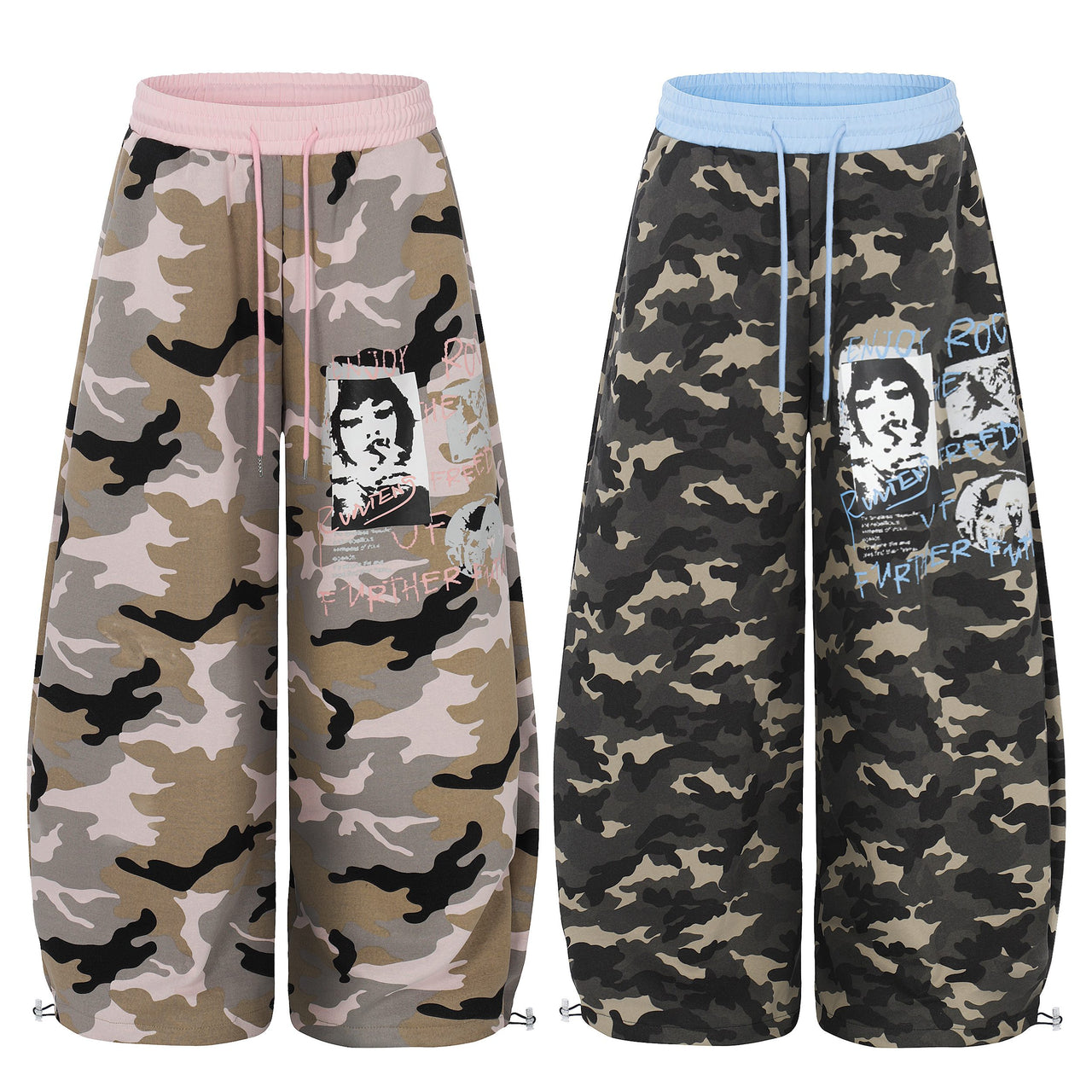 Omirad Graphic Camo Wide-Leg Sweatpants