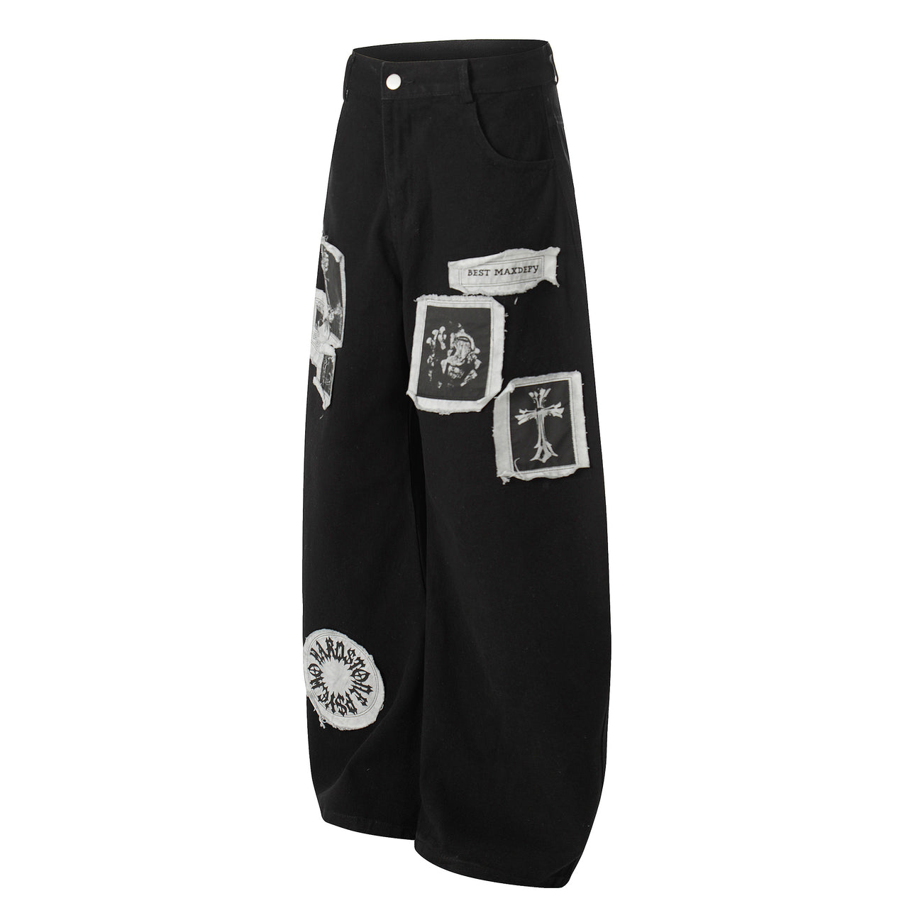 Omirad Graphic Patchwork Wide-Leg Pants