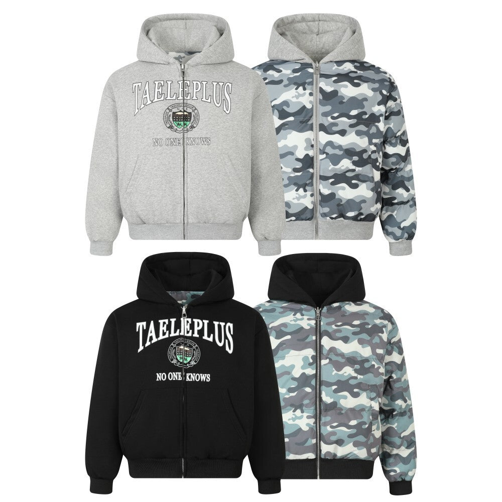 Streetwear Retro Reversible Camouflage Hooded Quilted Jacket