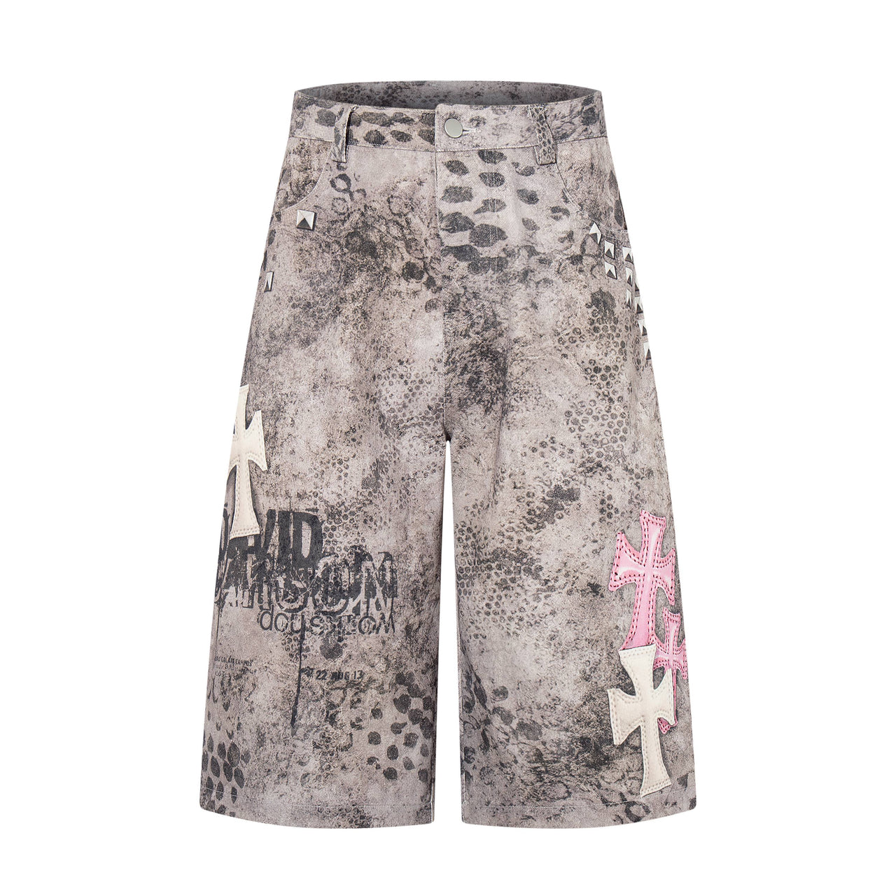 Omirad “Grunge Cross Washed Denim Shorts”
