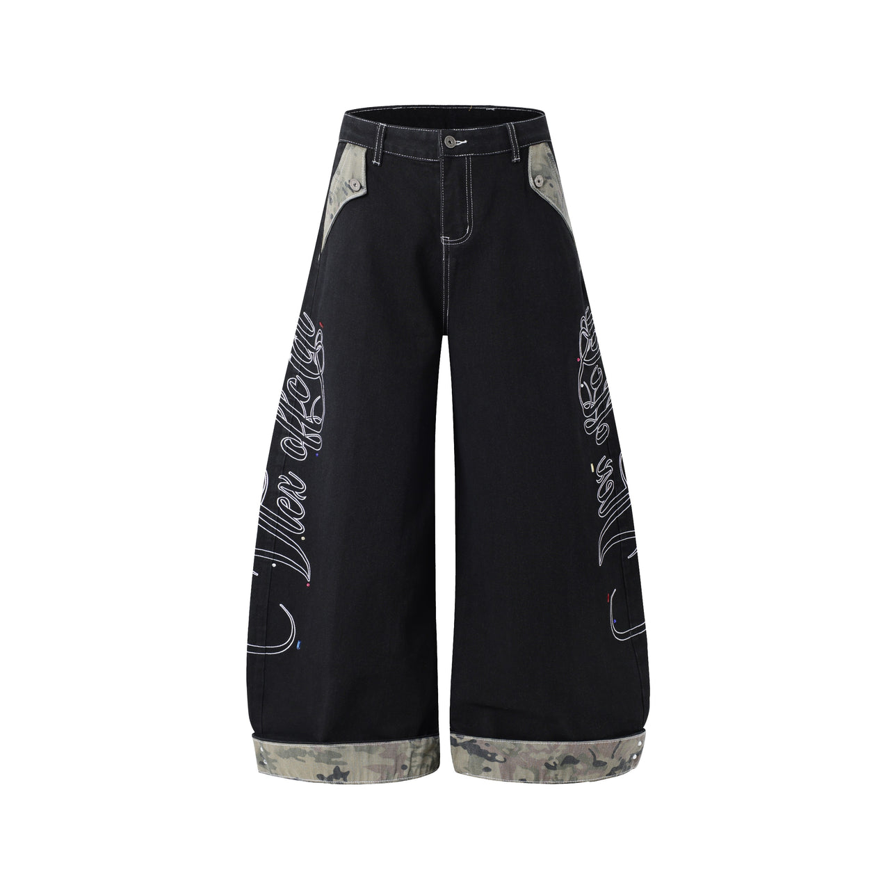 Omirad Camo Trim Wide-Leg Jeans