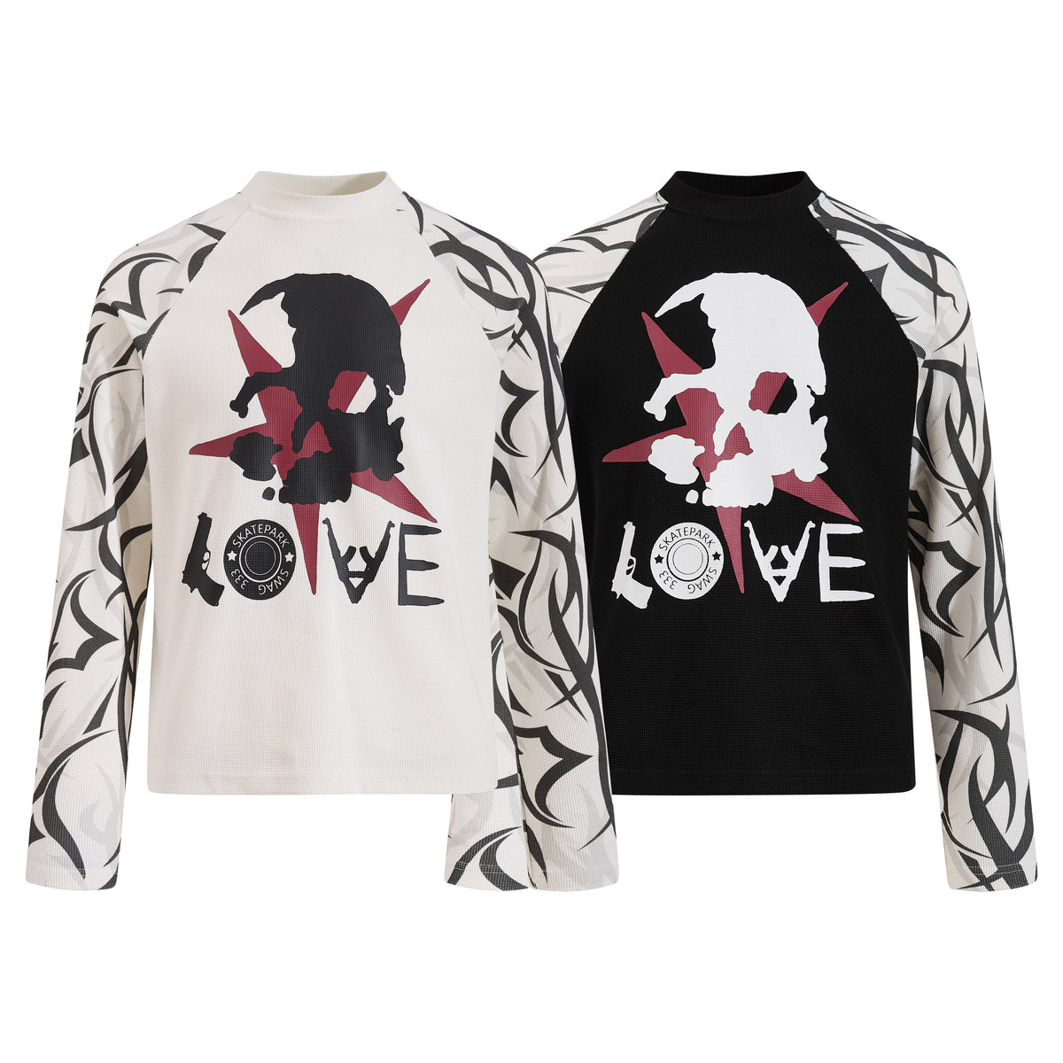 Omirad Skull Tribal Graphic Long Sleeve Tee
