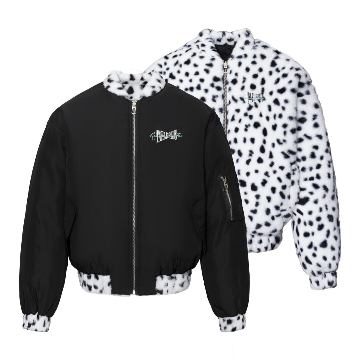 Omirad Spotted Faux Fur Panel Bomber Jacket