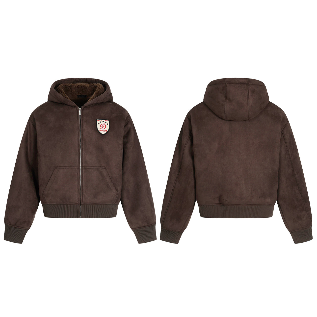 Vintage-Inspired Fleece Interior Zip-Up Hooded Jacket