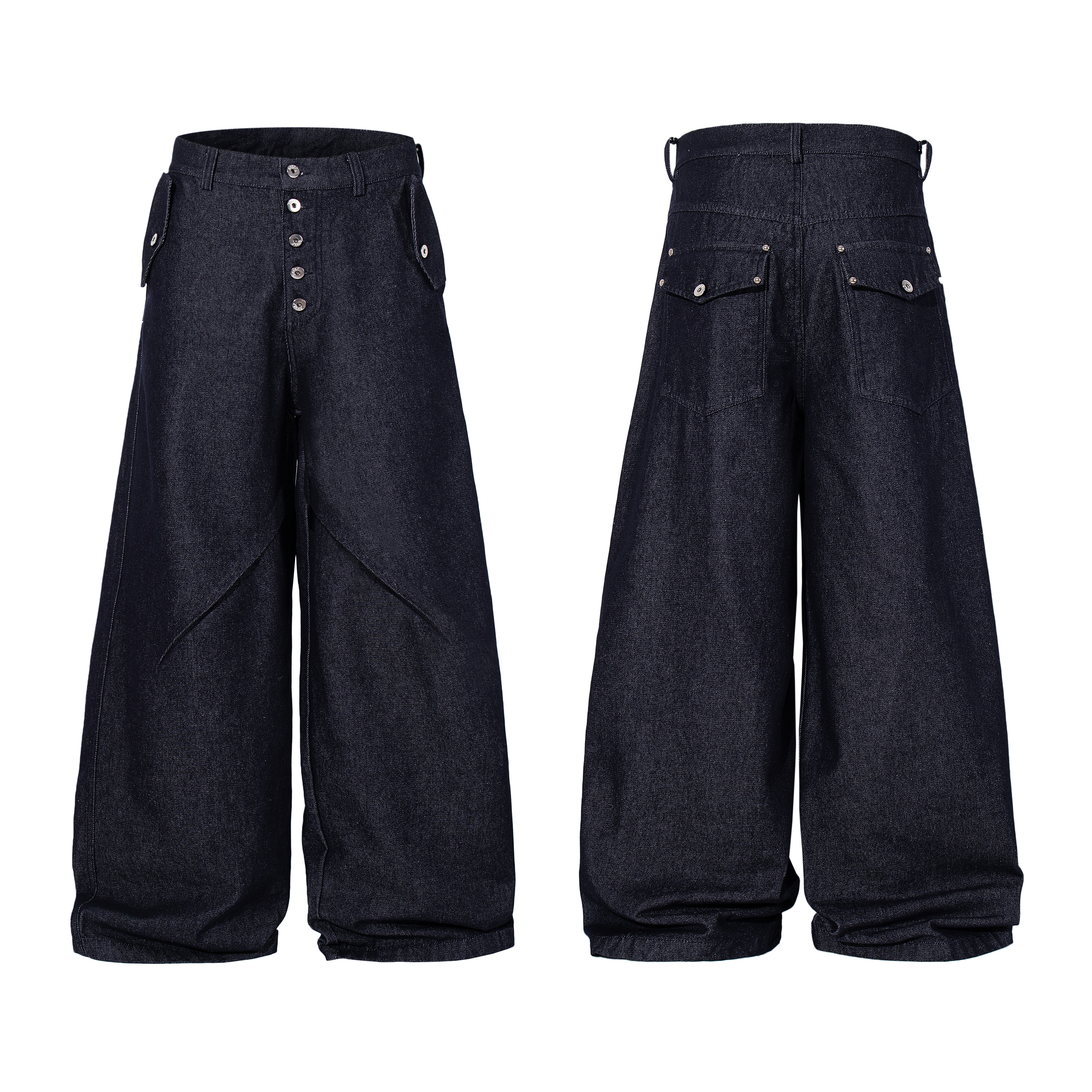 Omirad Panel Construction Wide Leg Denim Pants - omirad