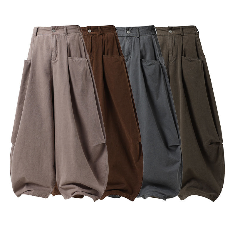 Vintage American Cotton Wide-Leg Cargo Pants