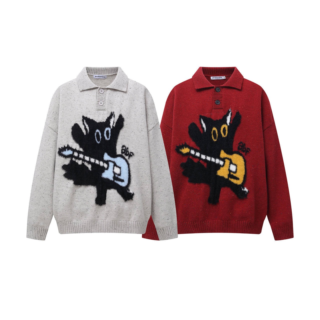 American Streetwear Cartoon Jacquard Sweater