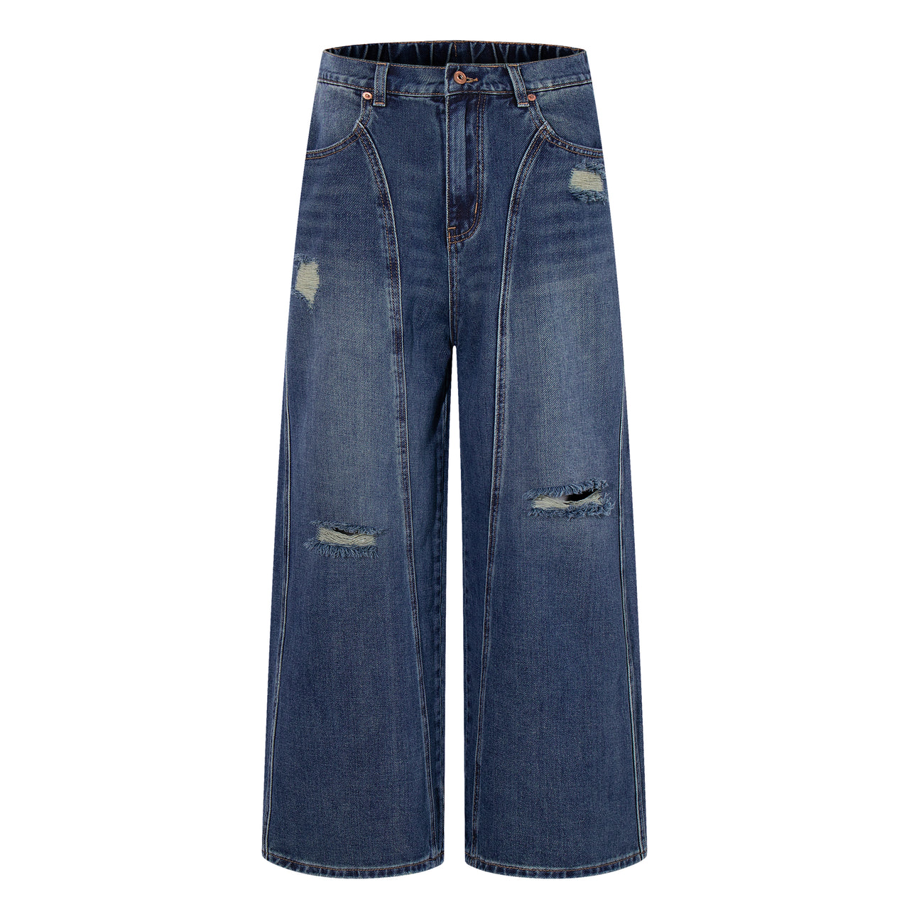 American High Street Distressed Patchwork Jeans