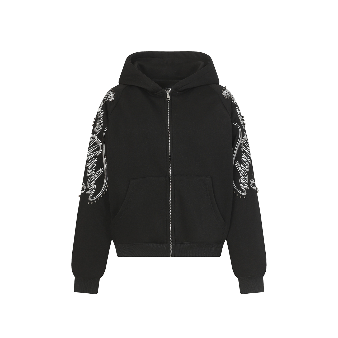 Omirad Rhinestone Embroidered Zip Hoodie
