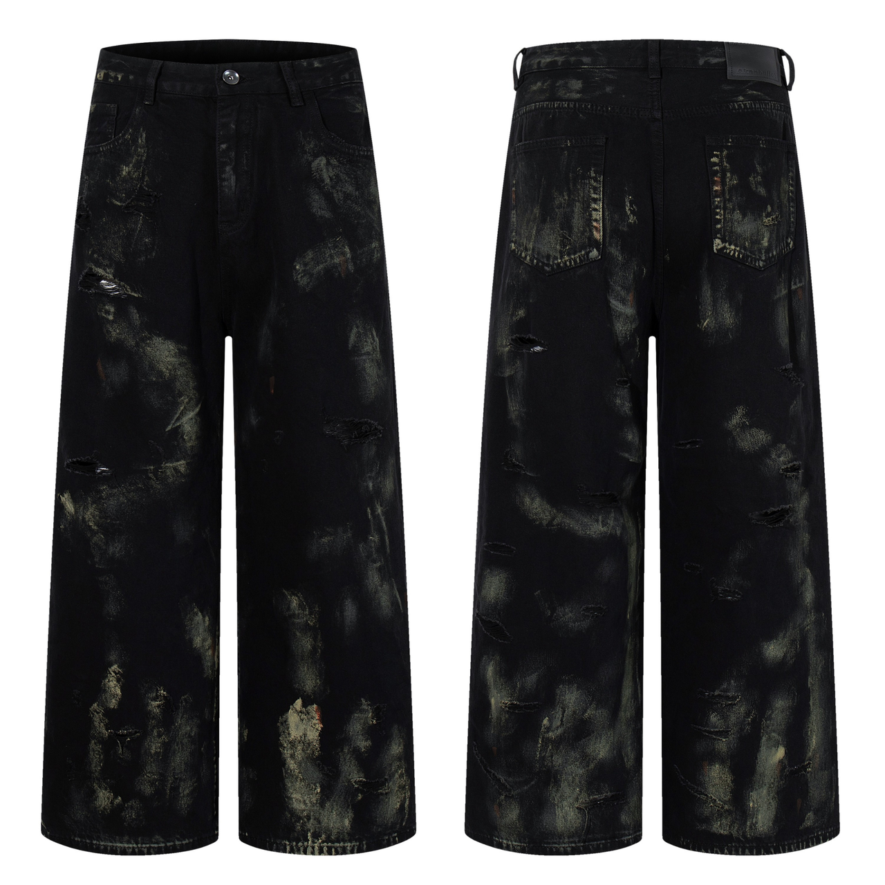 Omirad Paint-Wash Destroyed Wide-Leg Jeans