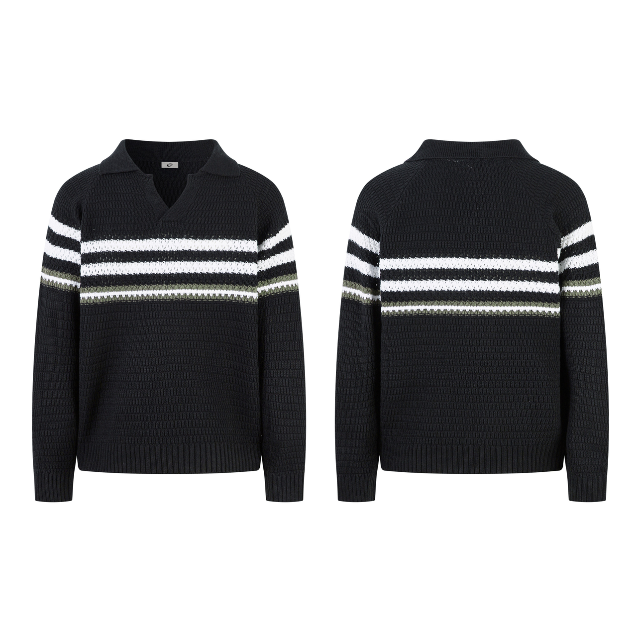 Omirad Striped Knit Polo Sweater