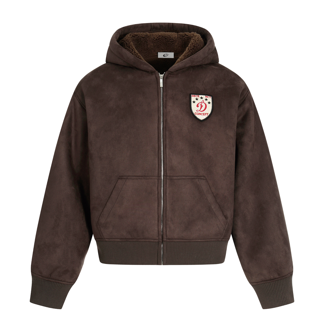 Omirad Fleece-Lined Brown Hooded Jacket