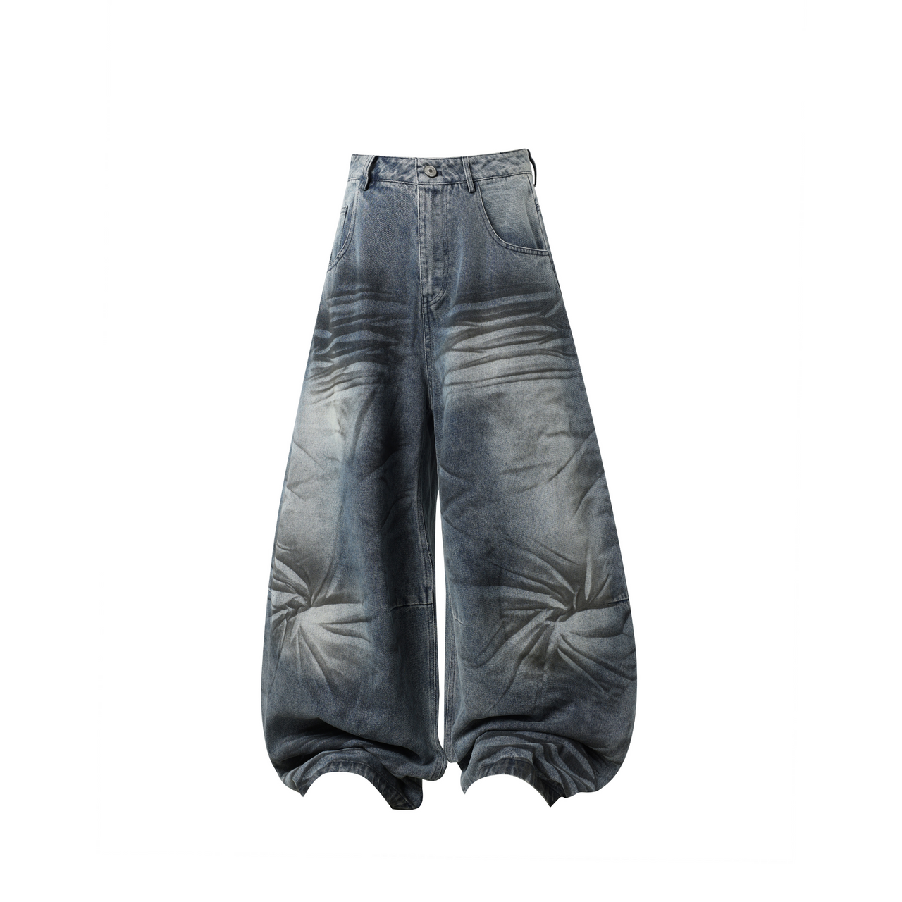 Streetwear Graffiti Dirty-Wash Curved Jeans