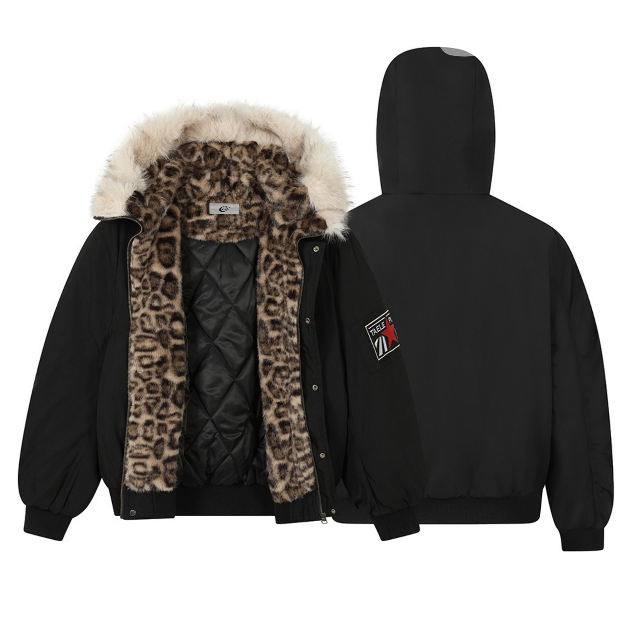 Omirad Leopard Fur-Lined Hooded Jacket