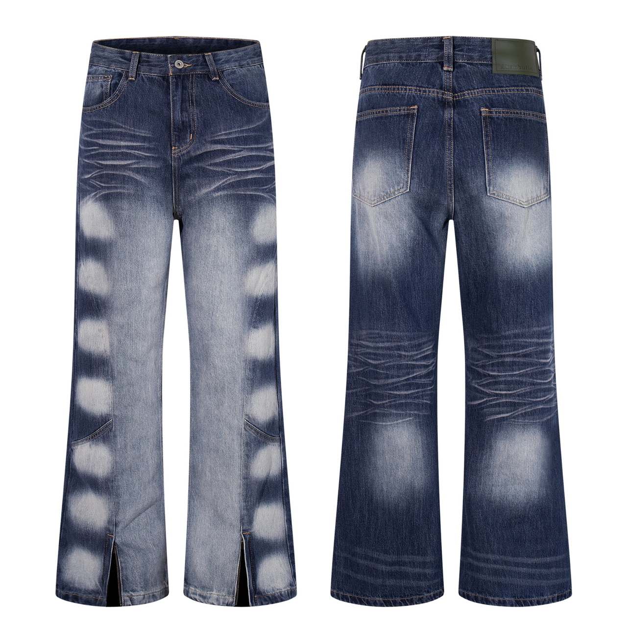 Omirad Gradient Fade Split-Hem Wide-Leg Jeans
