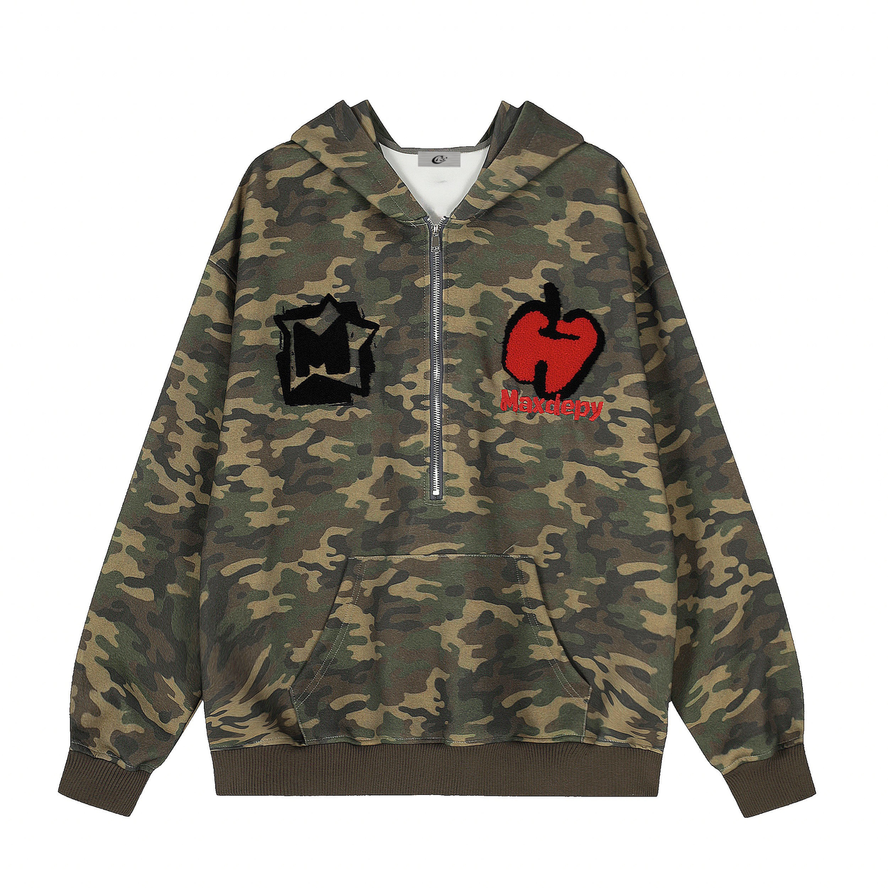 Omirad Camo Chenille Patch Half-Zip Hoodie