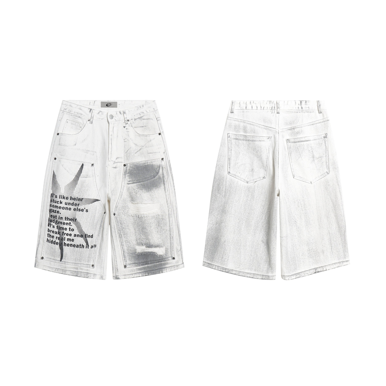 Omirad Graffiti Script Denim Shorts