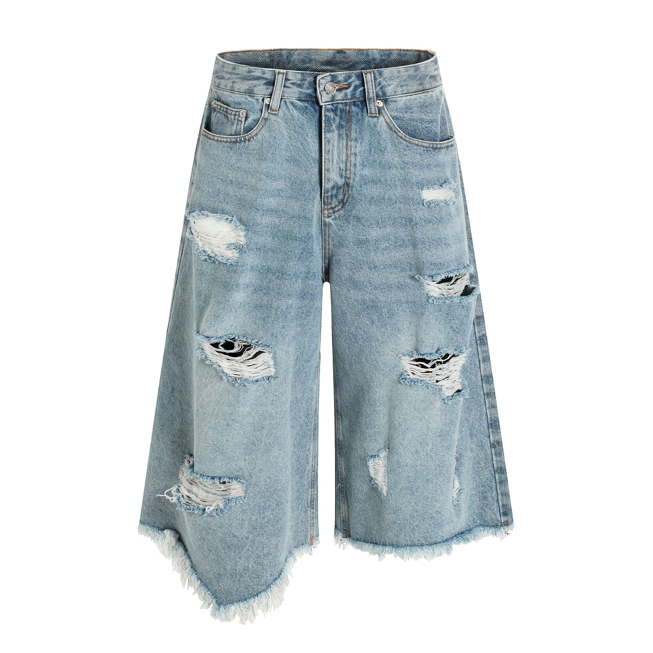 Omirad Destroyed Fringe Denim Shorts