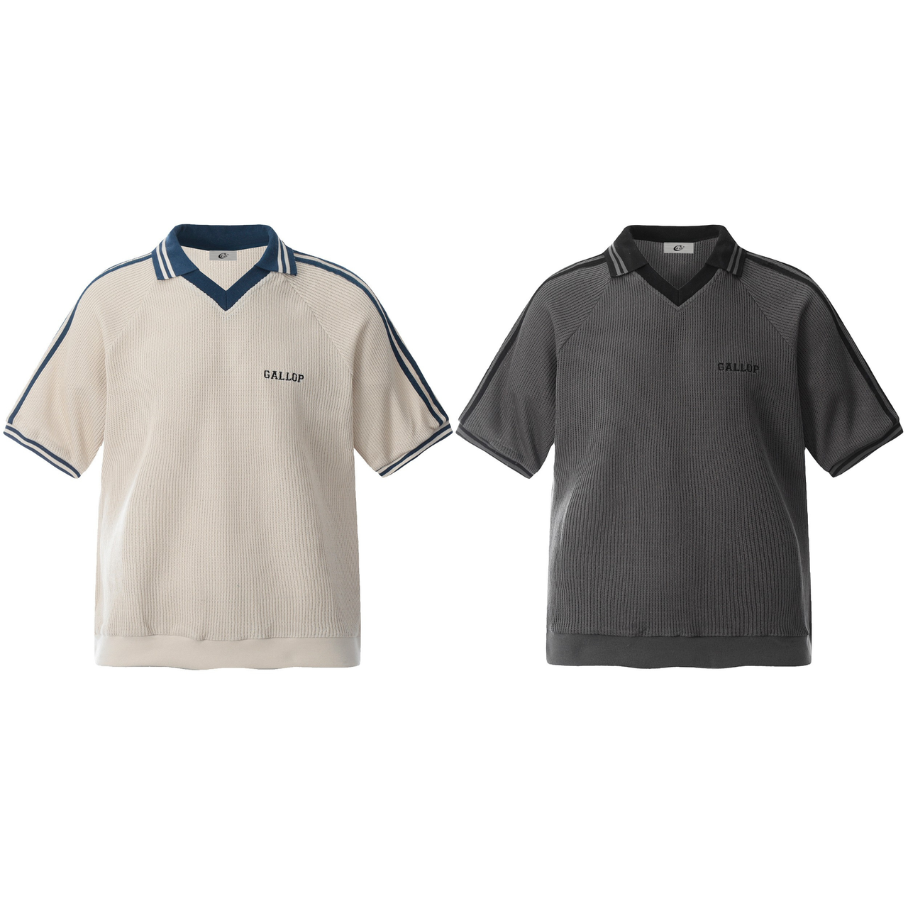 Omirad Retro Ribbed V-Neck Knit Tee