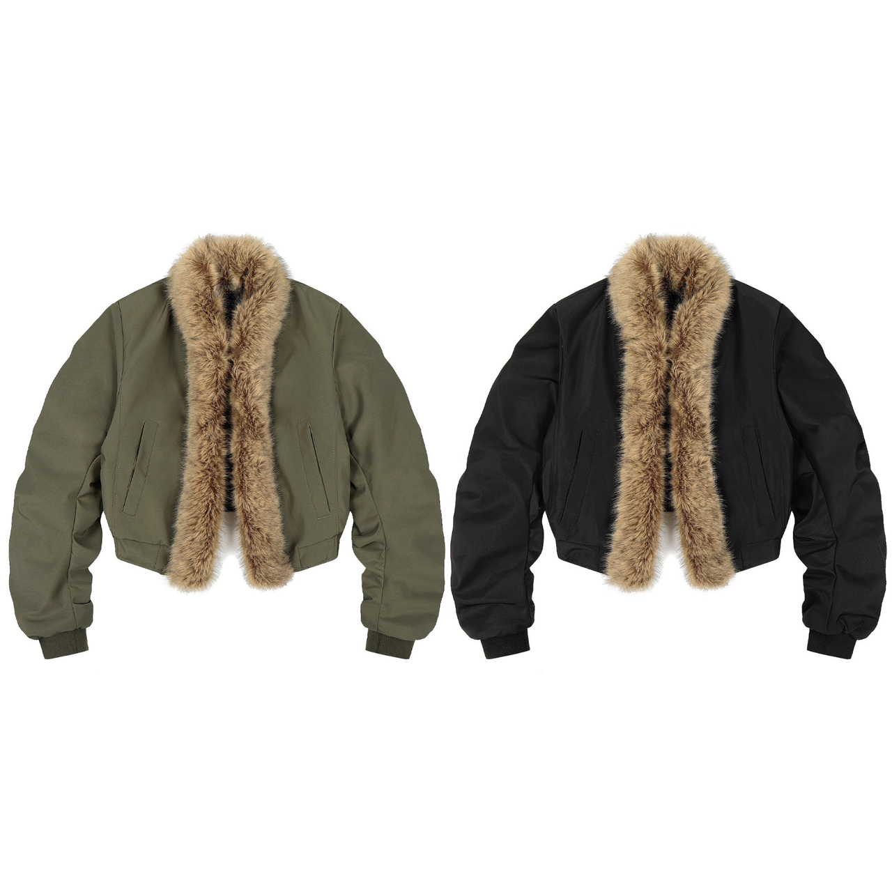 Omirad Detachable Faux Fur Scarf Bomber Jacket